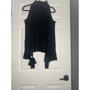 Joa Just One Answer Cold Shoulder Knit Sweater Small Green Ties On Sleeves